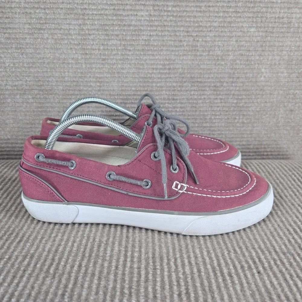 Polo Ralph Lauren Mens 9D Burgundy Canvas Lander P Boat Shoe Sneakers